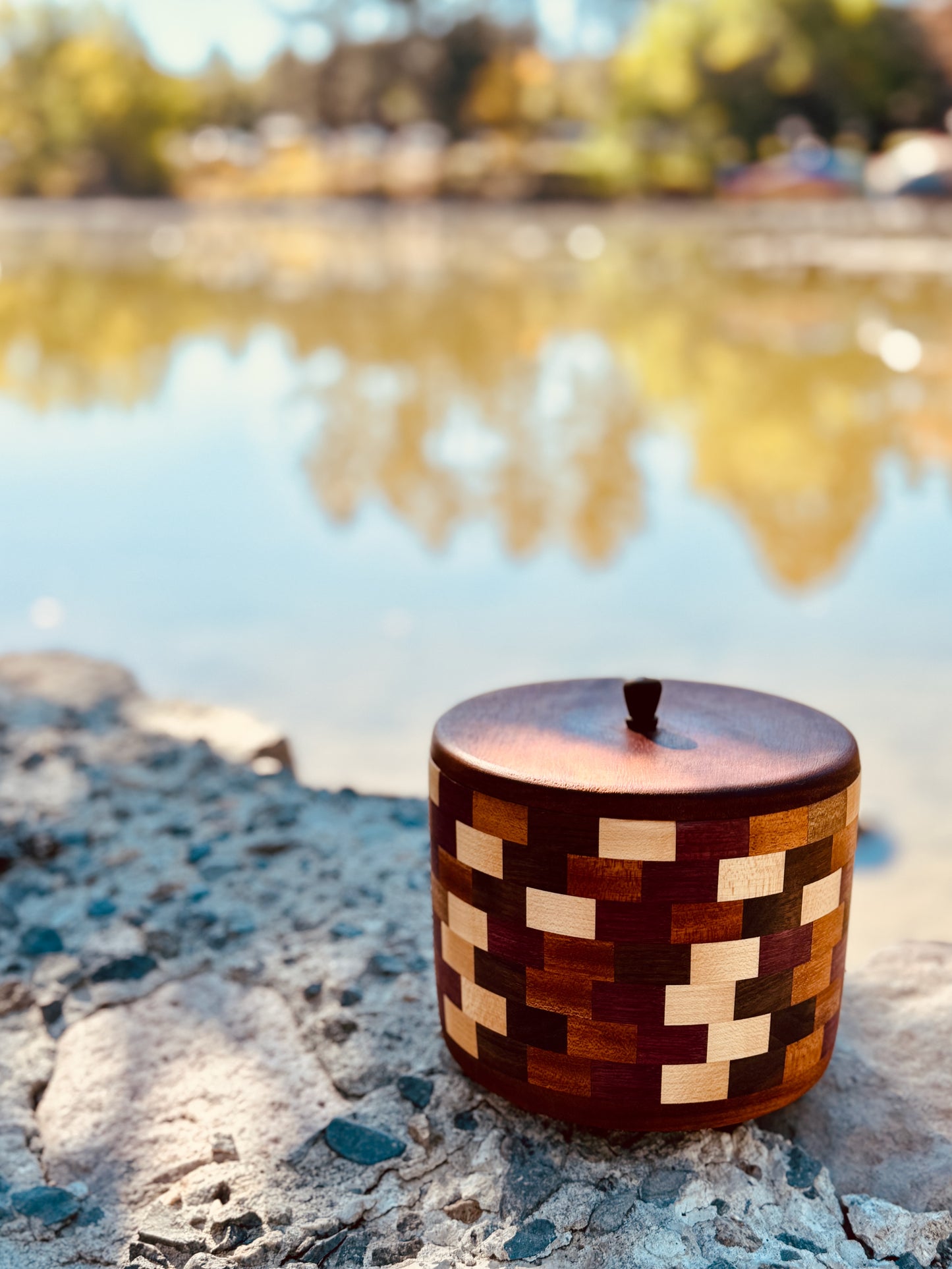 Handmade segmented jar.