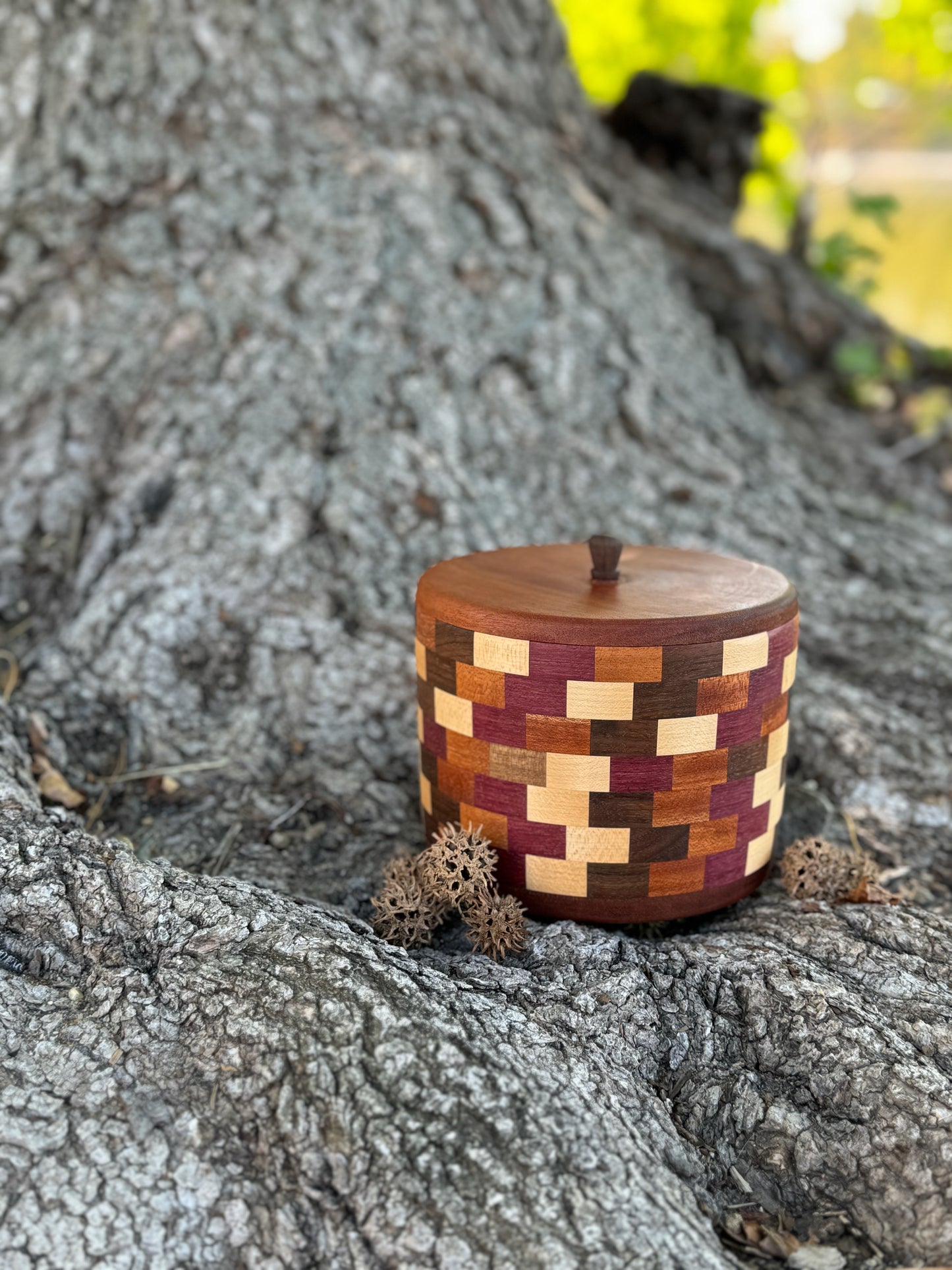 Handmade segmented jar.