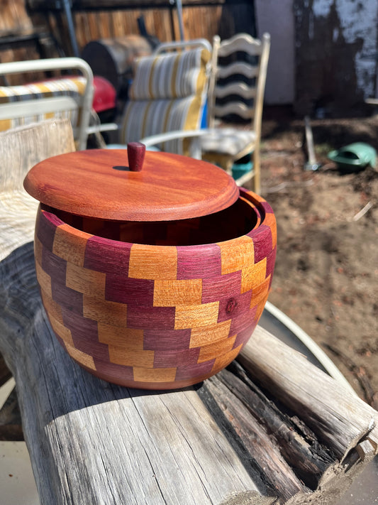 Handmade segmented jar.