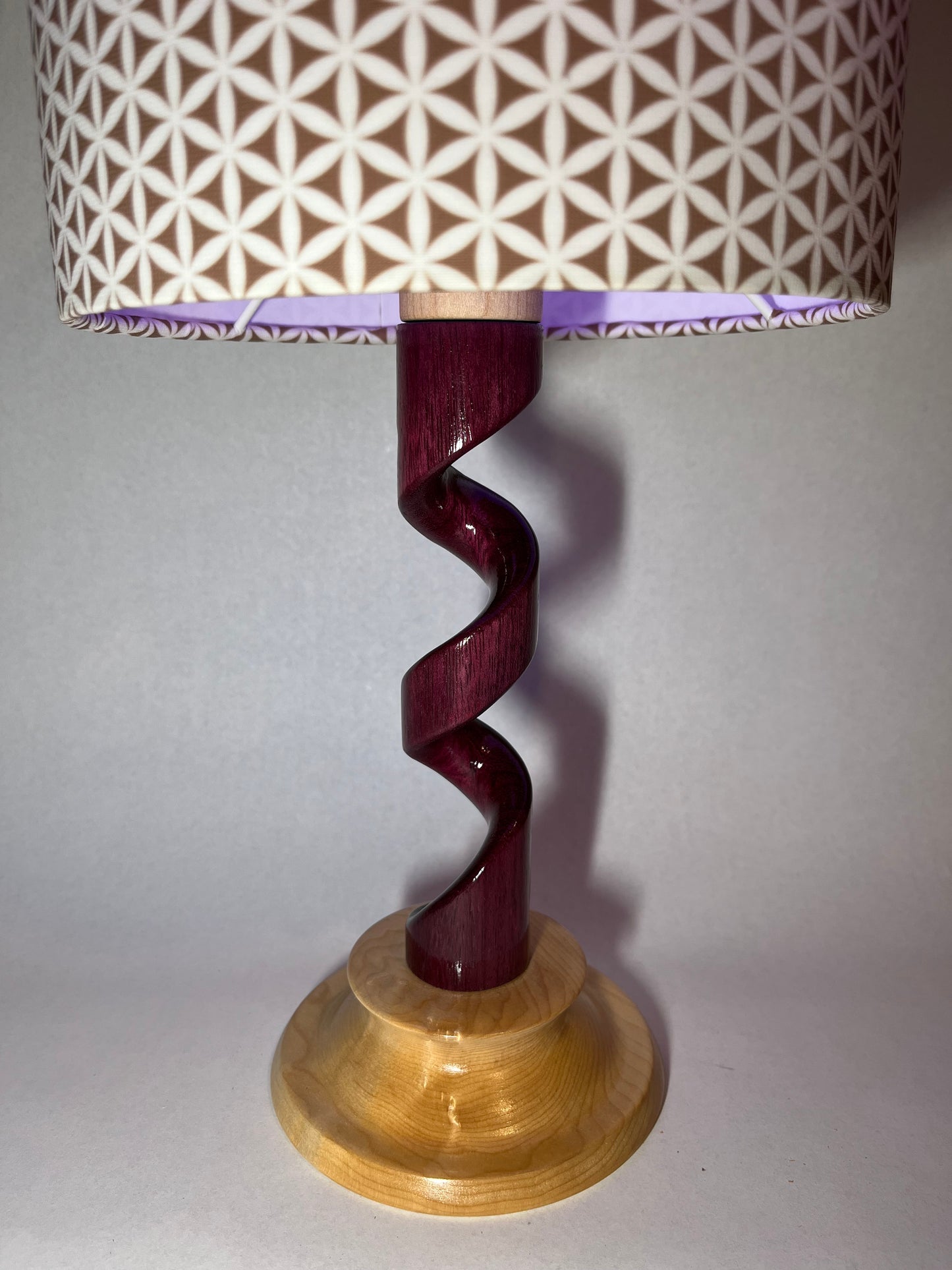 Purple Heart and maple desk lamp